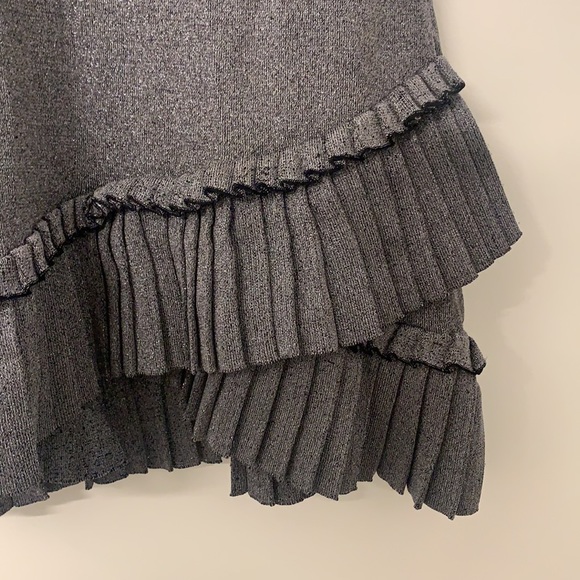 Parker black and silver knit holiday dress with ruffled hem, sz L - Picture 5 of 5